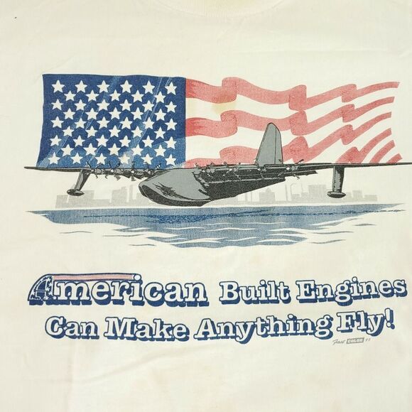 Vintage 93 Shirt Mens XXL American Airplane Faded Worn In Grunge Tee Made in USA - Picture 2 of 11